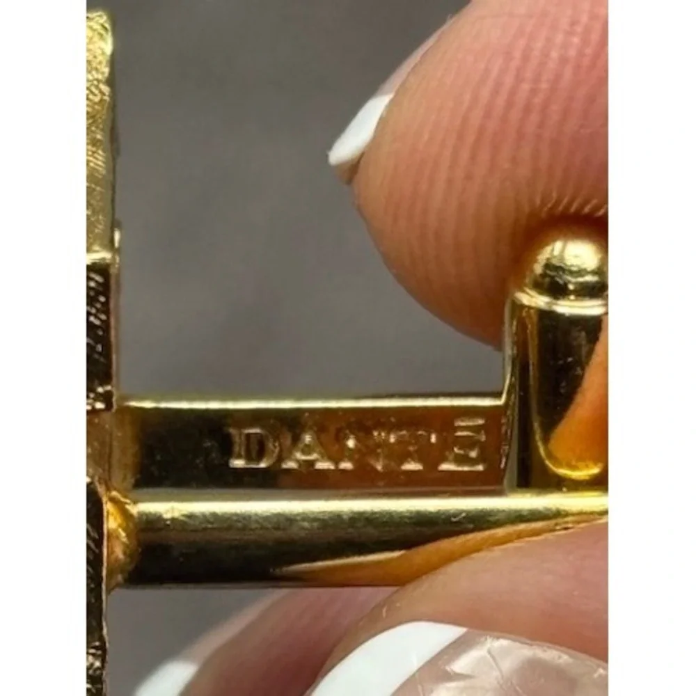 Vtg Dante Cufflink Tie Tack Stick Pin Set Gold Silver Initial H Mens